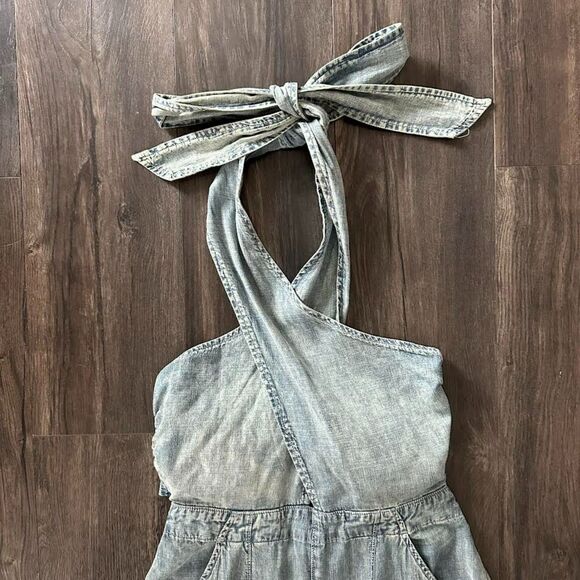 Free People C'est La Vie Convertible One Piece Jumpsuit Blue Pants Romper Medium - Picture 12 of 12